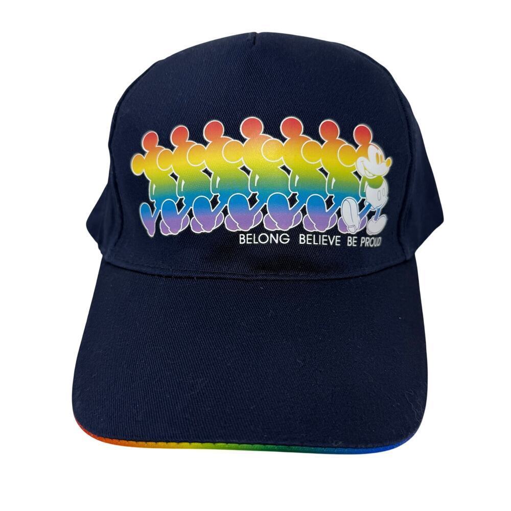 Disney Pride Collection Mickey Mouse Rainbow Hat Navy “Belong Believe Be Proud”